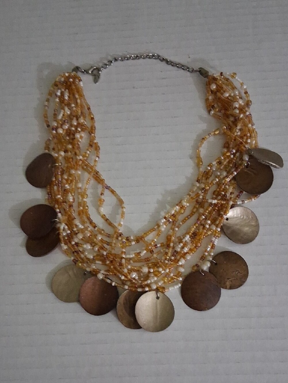 EsMor Vintage Multi-Strand Beaded Hammered Coin Statement Necklace